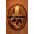 Fuego Skull Plaque Wood Sconce with Votive Flameless Candle FU1862230